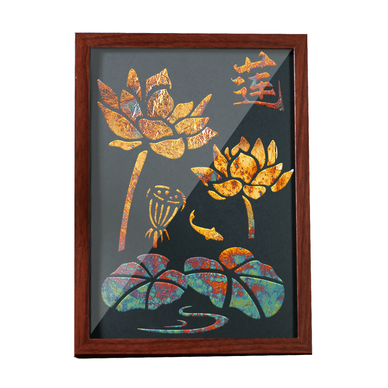 烧箔画非遗手工diy金箔银铜箔儿童美术绘画填充涂色材料包国庆节