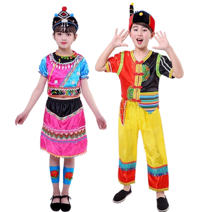 儿童中国风少数民族表演服幼儿园拉祜族演出服男女款舞台舞蹈服装