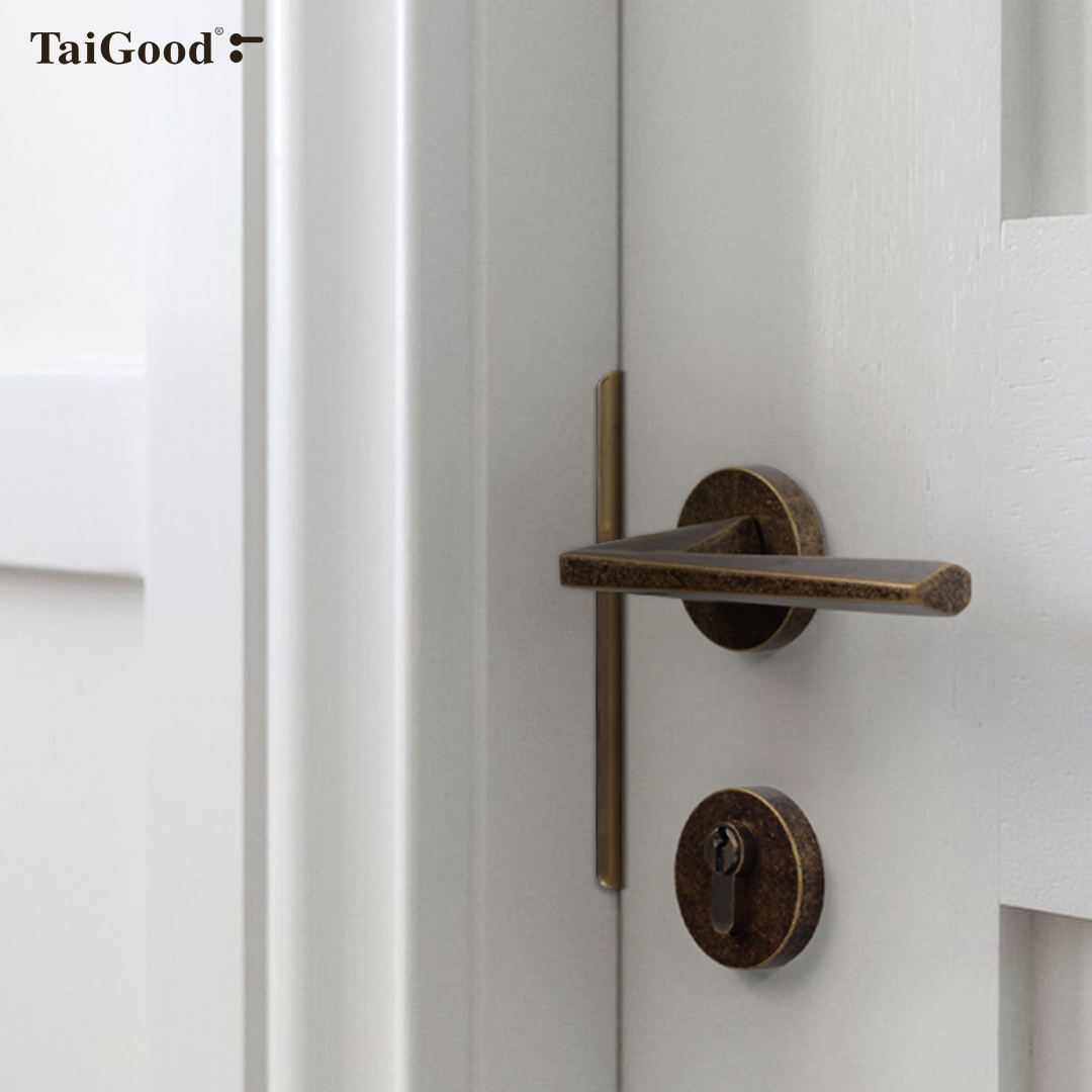 世连泰好黄铜简约美式分体门锁