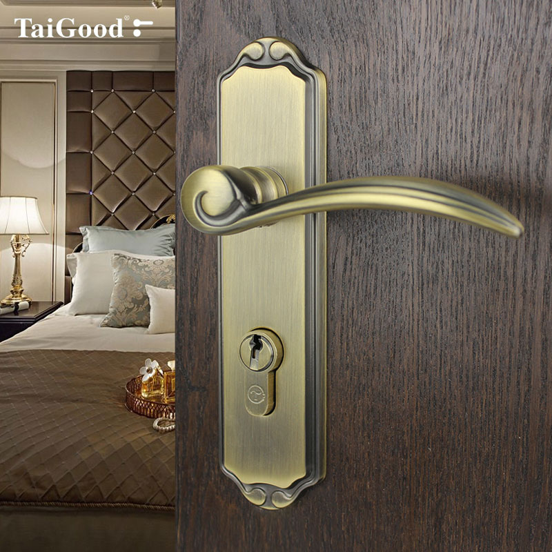 纯铜美式实心执手门锁