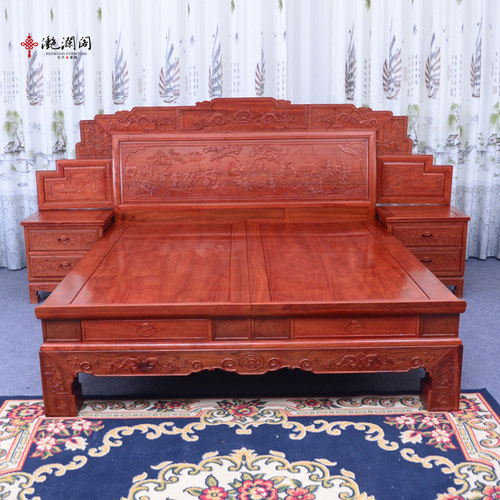 红木大床大果紫檀缅甸花梨木睡床