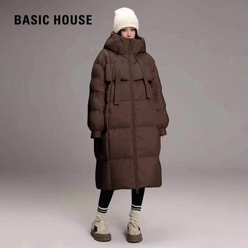 百家好90白鸭绒加厚过膝羽绒服