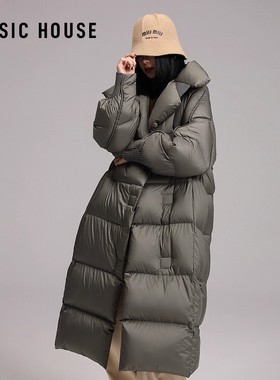 百家好轻奢宽松长款立领羽绒服冬季新款时尚加厚休闲防风保暖外套