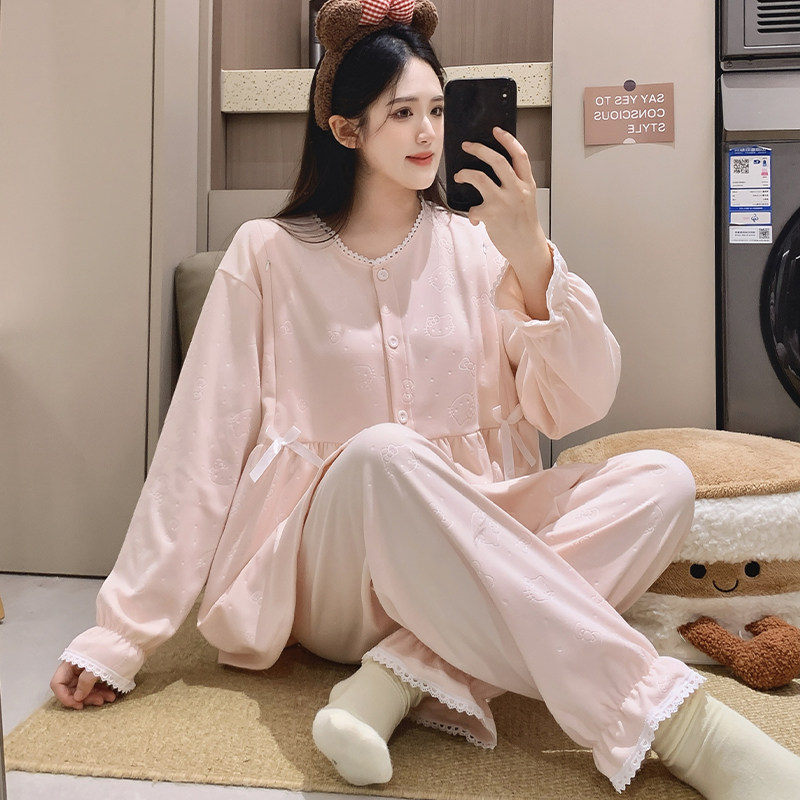 德绒秋冬季坐月子服加厚保暖孕期睡衣女产后哺乳衣冬天家居服套装