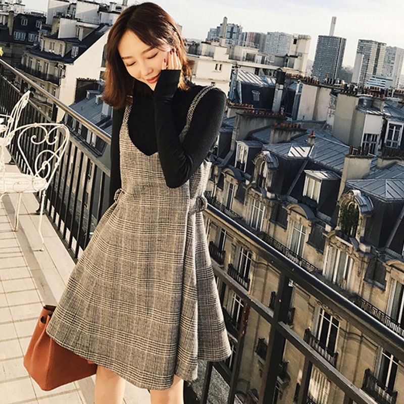 Small fragrance Plaid vest tweed dress spring 2021 new style temperament goddess two piece dress with strap skirt