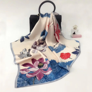 上海故事真丝方巾丝巾女65x65cm送礼100%桑蚕丝薄款春秋护颈围巾