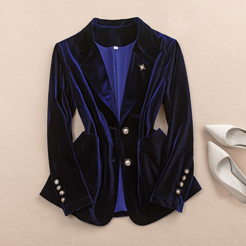 金丝绒套装西服裤子女春秋