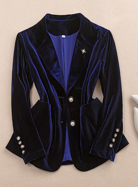 金丝绒套装西服裤子女春秋