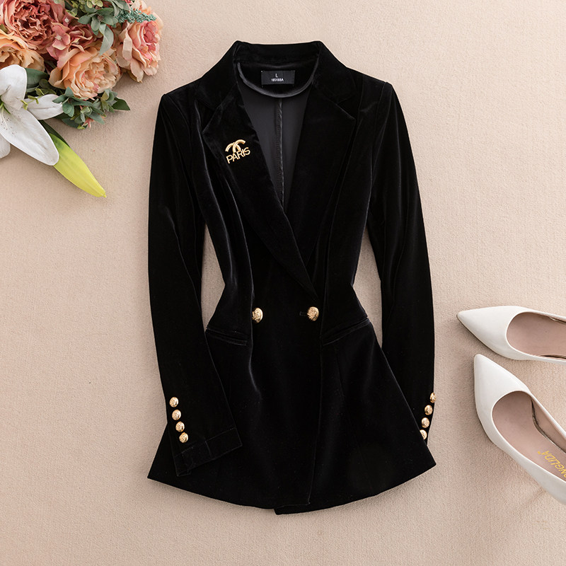 高端金丝绒小西装西服女2025春秋新款短款修身百搭外套大码两件套,女装/女士精品,西装,淘宝优惠券,粉丝福利购,淘宝优惠卷