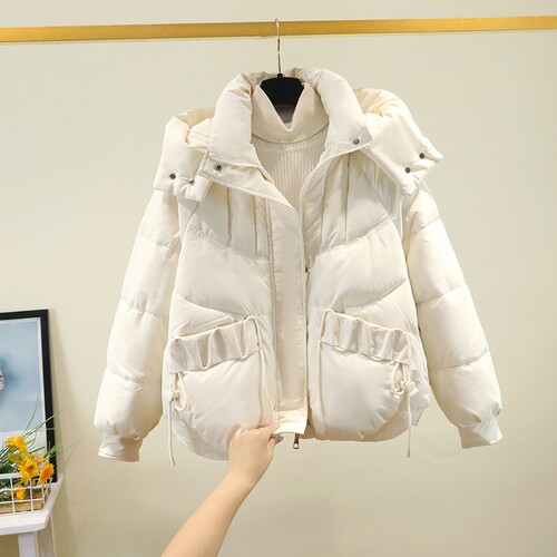 冬季短款可拆卸帽子棉衣棉服女