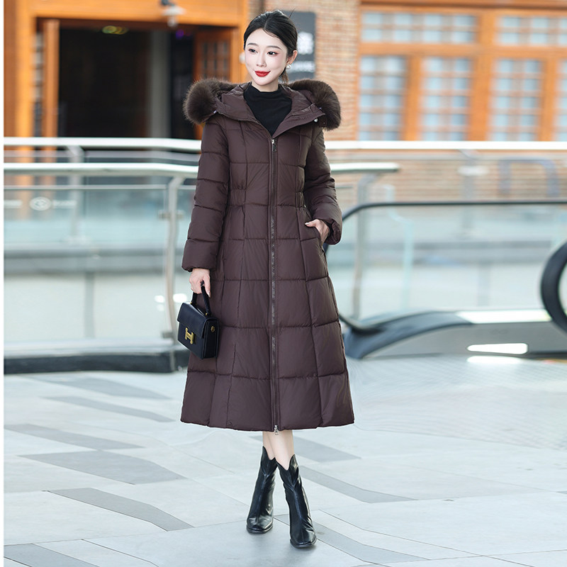 中长款过膝修身收腰大毛领气质棉衣棉服女今年冬季新款棉袄长外套