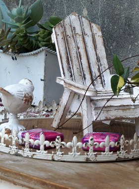 复古做旧蕾丝花边杂货小椅子摆件