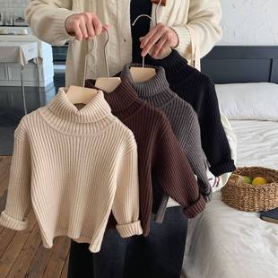 男童一体绒毛衣高领加厚女童针织衫内搭打底衫保暖宝宝毛线上衣冬