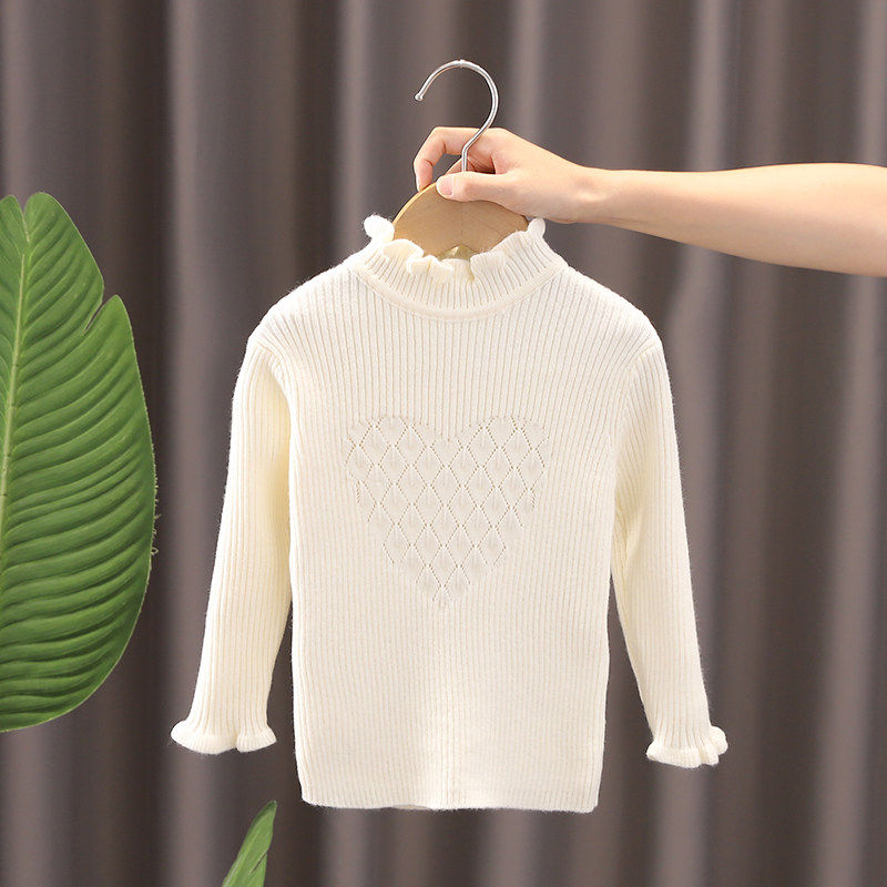 女童打底衫宝宝白色半高领毛衣儿童黑色弹力针织衫上衣秋冬潮韩版