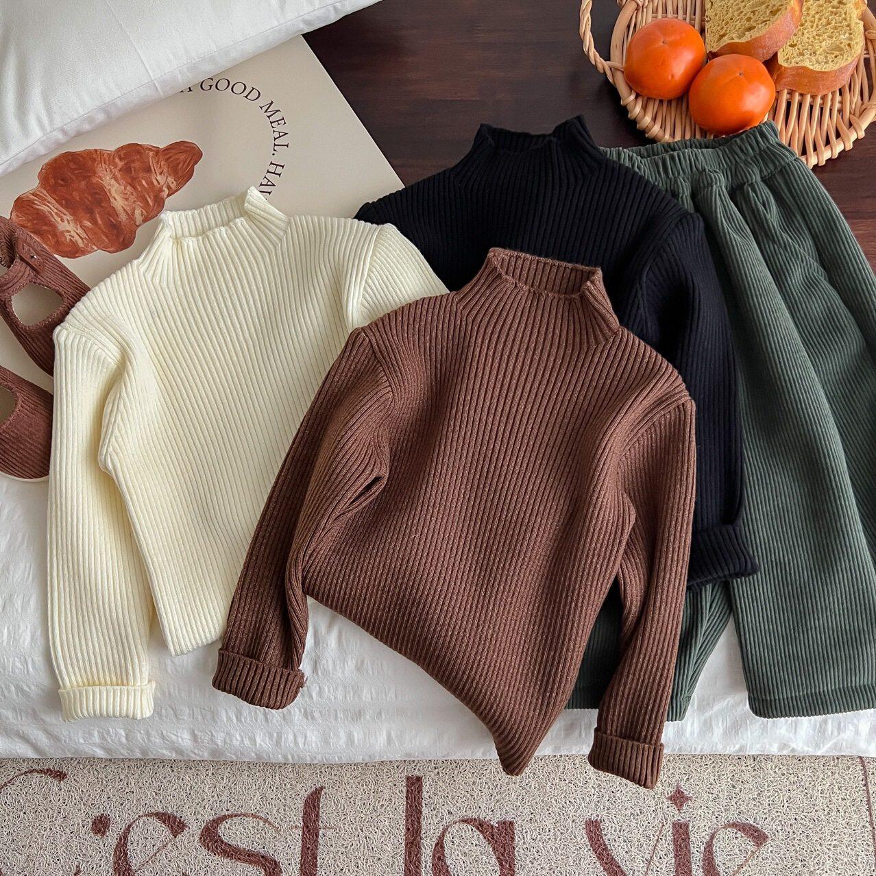 儿童毛衣冬季2026新款男女童保暖坑条上衣半高领宝宝打底衫潮韩版