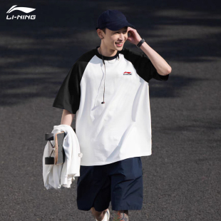 半袖 李宁短袖 新款 2026夏季 情侣纯棉体恤休闲运动上衣 T恤男女同款