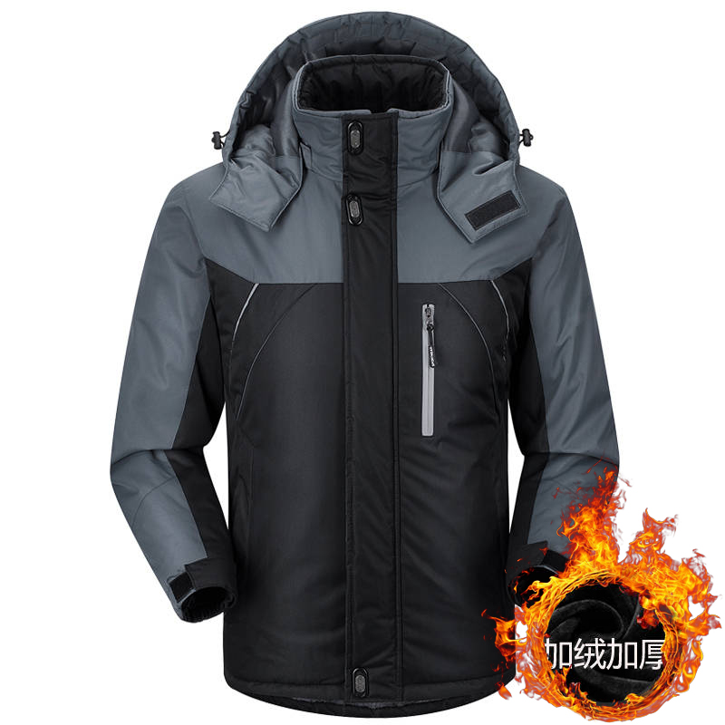 加绒冬季保暖冲锋衣加厚男士棉衣