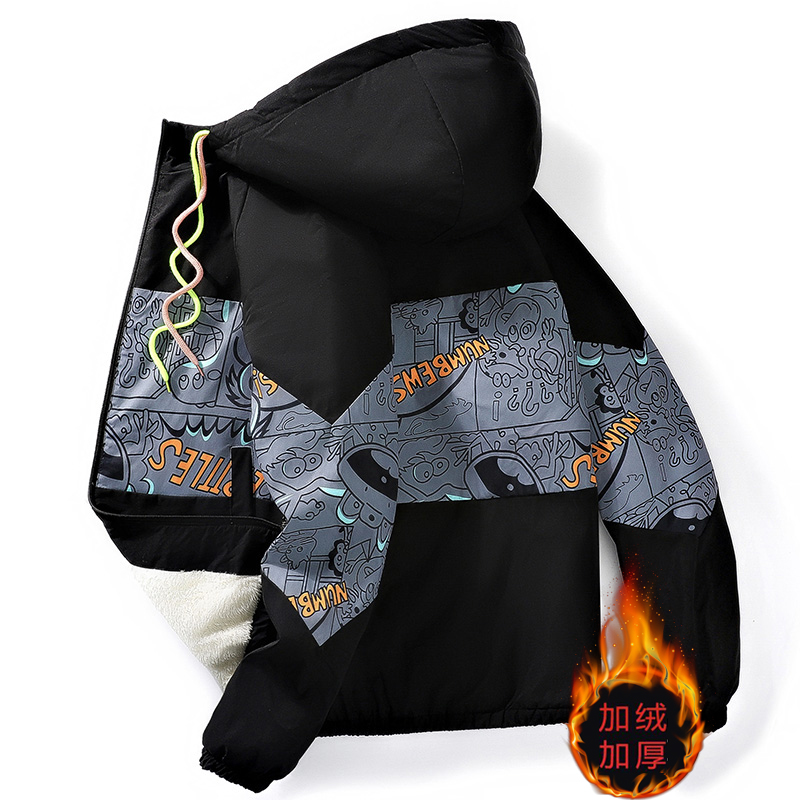 宽松男士外套冬季连帽加绒加厚