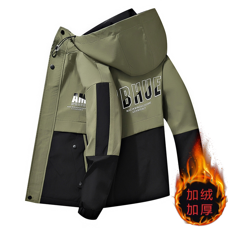 加绒加厚男士棉衣外套秋冬冲锋衣