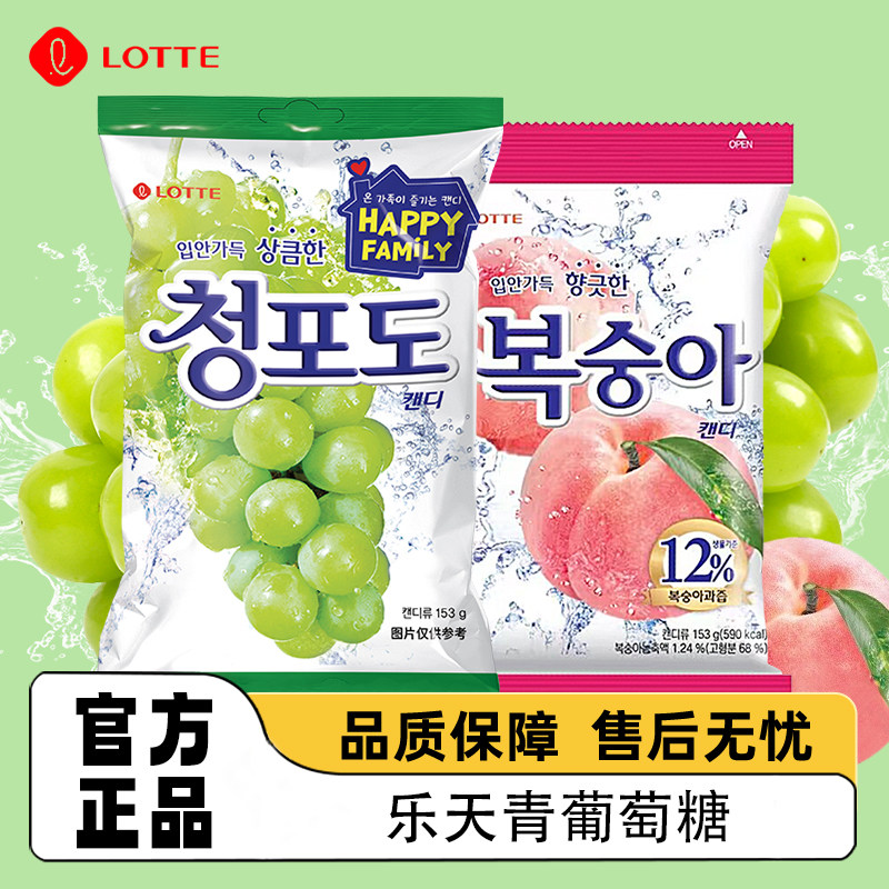 韩国进口乐天lotte青葡萄味青提硬糖果153g喜糖网红儿童零食年货