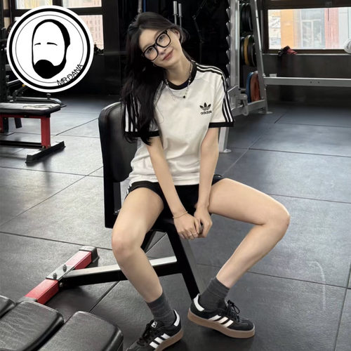 Adidas阿迪达斯三叶草男女经典三条纹运动休闲短袖KB2460 KB2459