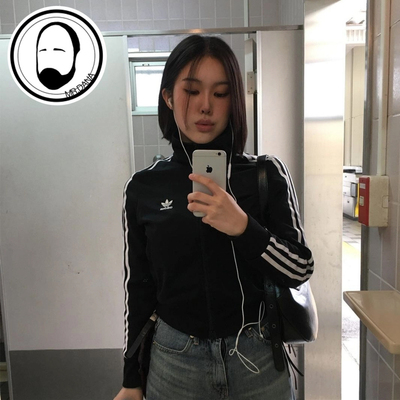 Adidas阿迪达斯三叶草外套女三条杠针织休闲夹克IW3162 IY7278