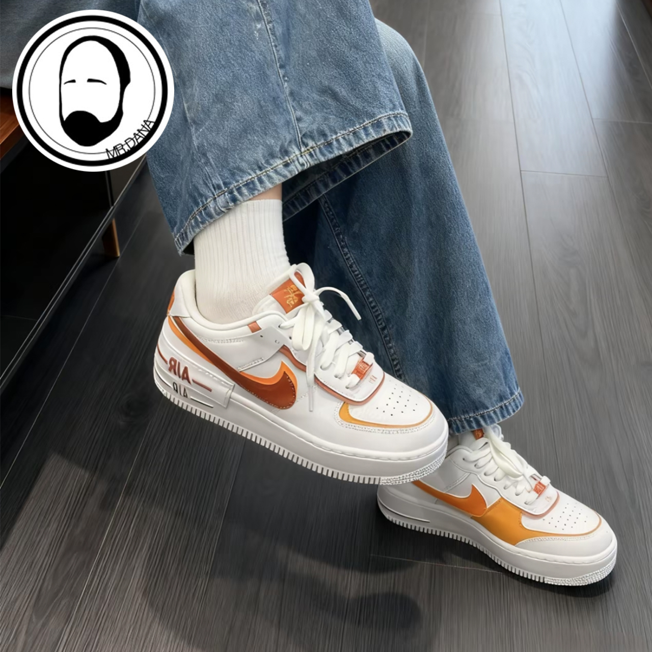 Nike/耐克Air Force 1 AF1女鞋白橙时尚百搭低帮板鞋CI0919-124
