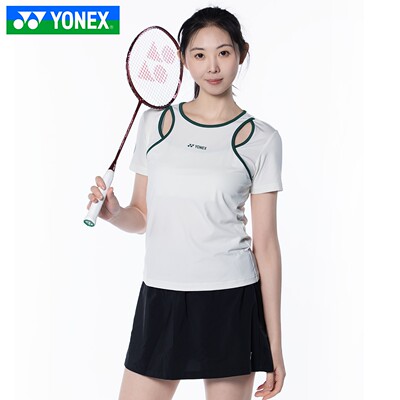 YONEX尤尼克斯羽毛球服YY女款透气易干运动短袖T恤16907CR