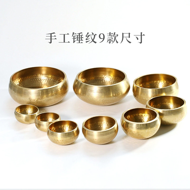 尼泊尔进口麟纹钵佛音碗瑜伽冥想佛音钵西藏颂钵唱歌碗铜摆件批发