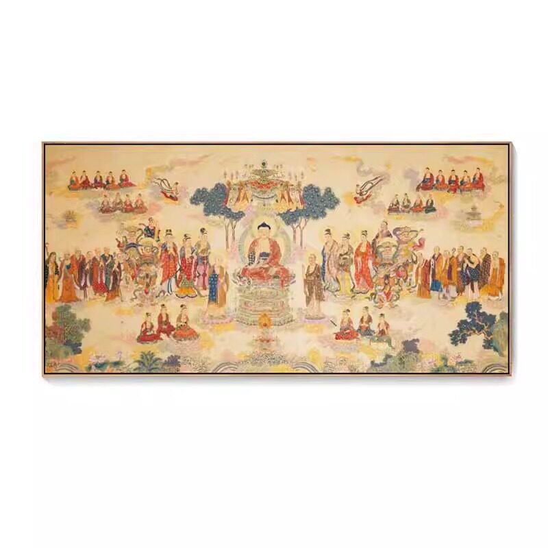 西方佛像唐卡挂画玄关装饰画风水客厅阿弥陀佛菩萨大威德金刚壁画