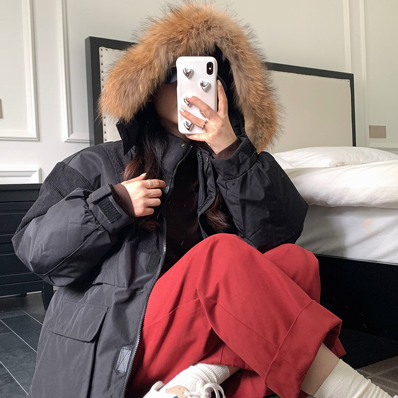 2025新冬户外男女情侣款工装派克加厚羽绒服中长款带帽滑雪登山服