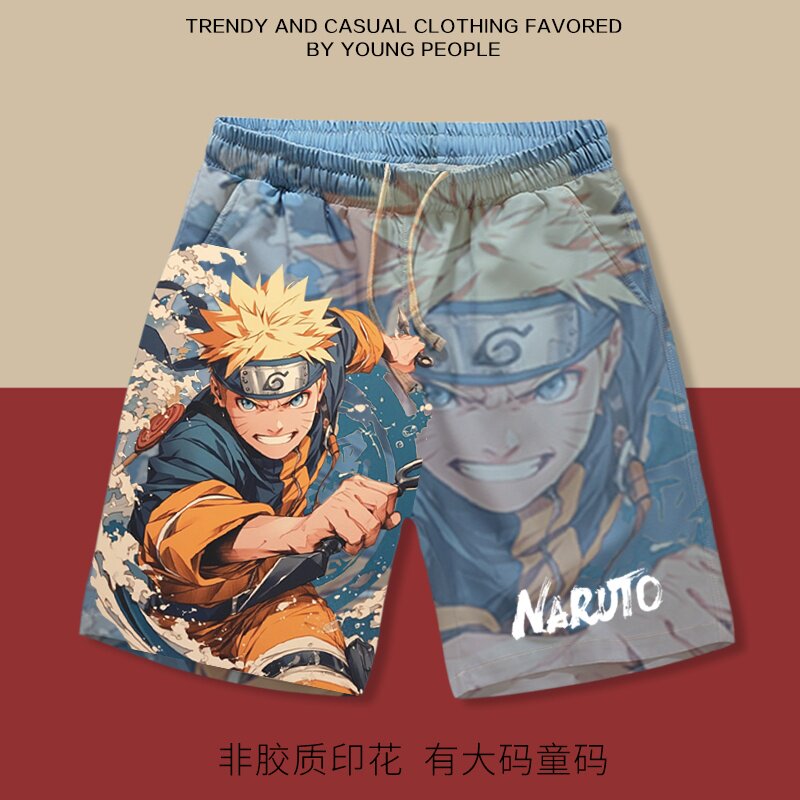 火影忍者晓组织联名短裤男夏季五分裤卡通周边休闲裤子薄款沙滩裤