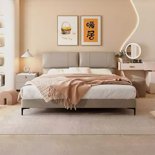 家具皮艺床慕思实木轻奢