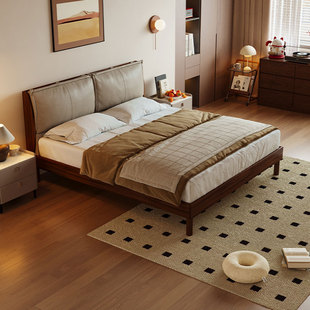 慕思旗舰店全实木床高端大气床主卧大床金檀木床卧室真皮床