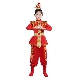 元旦儿童花木兰戏曲演出服穆桂英木兰辞舞蹈服士兵服满江红表演服