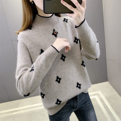 半高领毛衣女针织衫打底衫宽松