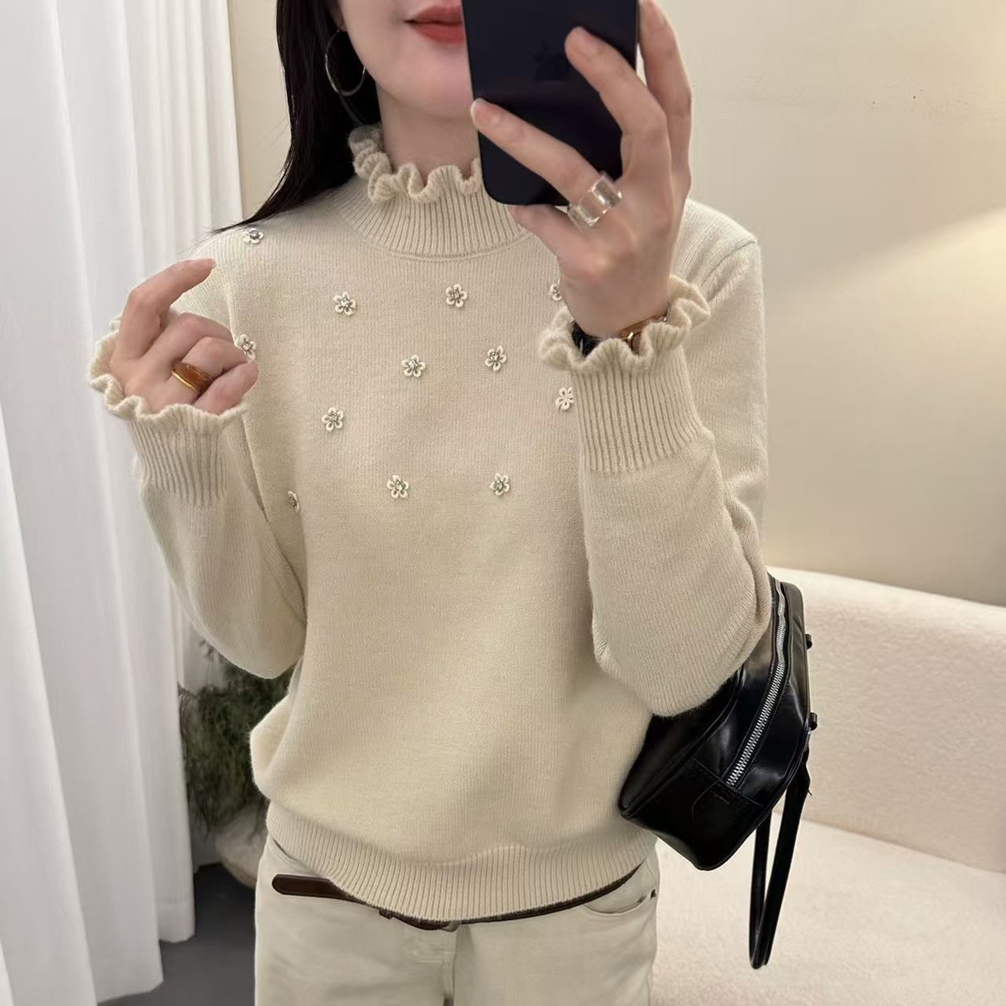 针织衫女温柔慵懒风套头宽松毛衣