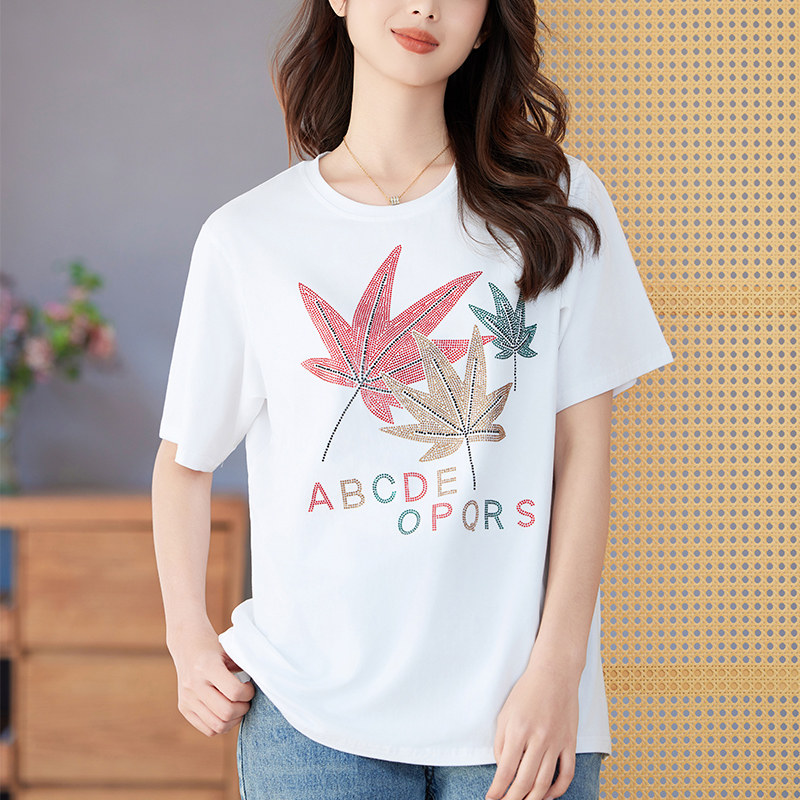 妮丝轩纺短袖t恤女胖MM大码女装小个子正肩宽松显瘦遮肚白色体恤