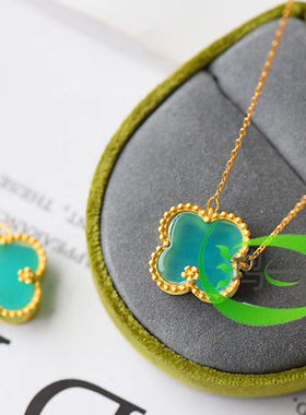 镶嵌成品四叶草天然纯银项链