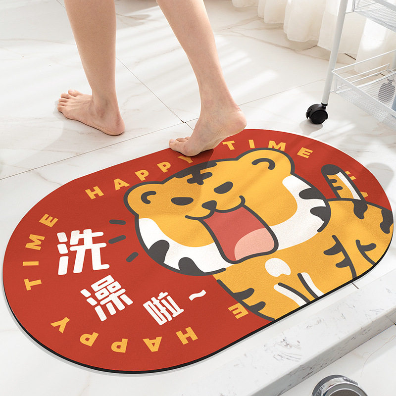 water uptake Mat non-slip door mat Entrance doors Shower Room TOILET rubber Quick drying non-slip Cushion Cartoon lovely Year of the Tigerin the Home Fabric , Mat  category - from Buy2taobao.com to provide professional Taobao agent buy service