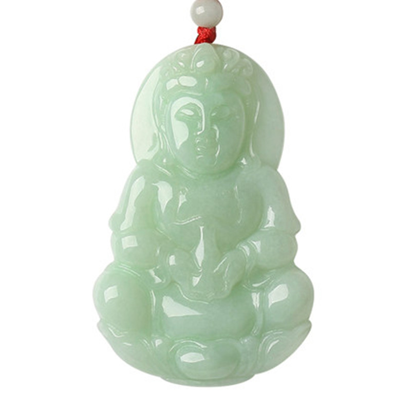 缅甸天然翡翠A货玉观音男款吊坠