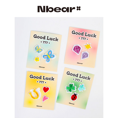 Nbear原创GoodLuck刺绣布贴
