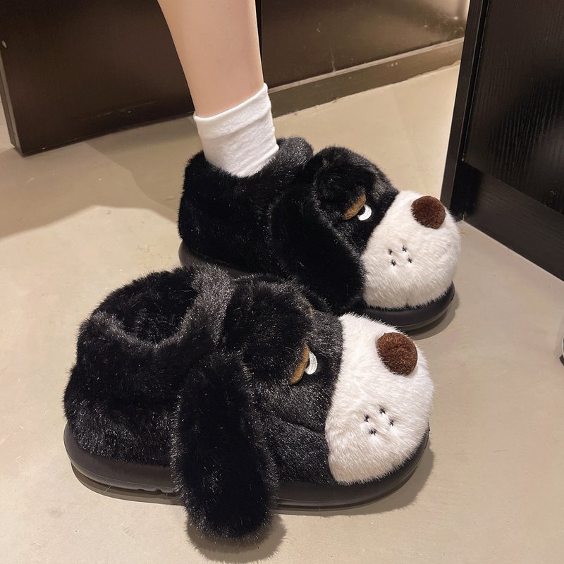 呆萌可爱狗狗毛绒绒鞋女冬季