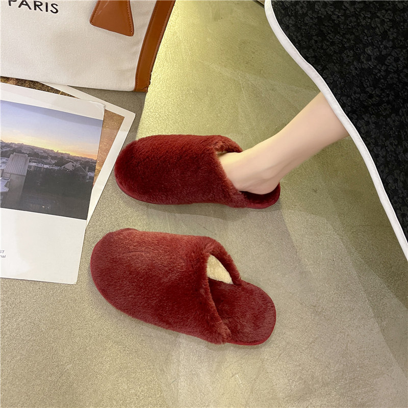 喜庆大红棉拖鞋女秋冬室内居家室内防滑包头拖软底保暖毛毛月子拖,女鞋,毛毛鞋,淘宝优惠券,粉丝福利购,淘宝优惠卷