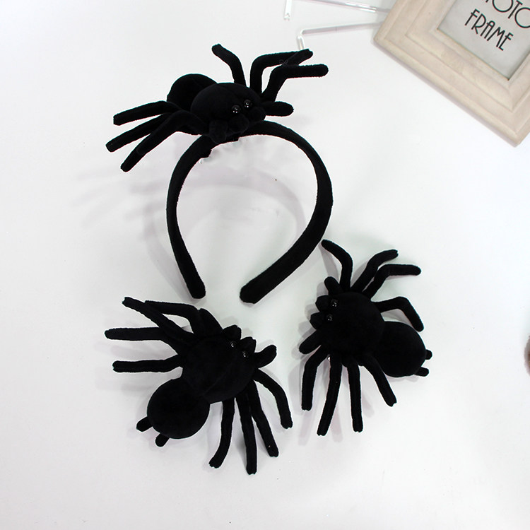 黑蜘蛛发箍卡通公仔头饰洗脸化妆表演搞怪蜘蛛发夹胸针网红发饰萌