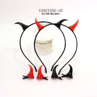 可爱恶魔角发箍超萌搞怪红色小牛角头箍万圣节日表演装扮头饰发夹