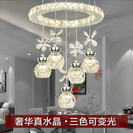 2025水晶灯新款餐厅吊灯简约现代餐桌灯led饭厅吊灯鱼线家用灯具