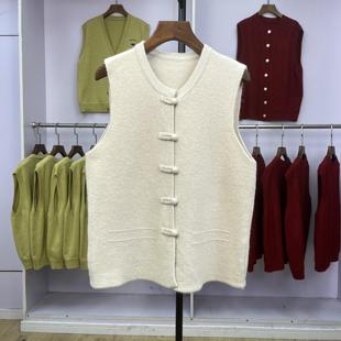 国风高级感秋冬季 坎肩新中式 上衣 圆领盘扣纯色马甲2024年新款 999