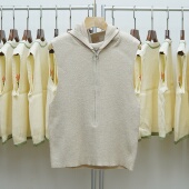 通勤风连帽拉链针织马甲女秋季 新款 套头纯色修身 412 无袖 毛衣背心