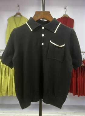 137 早春女士Polo衫短袖T恤针织上衣叠穿2025纯色高级显瘦毛衣潮